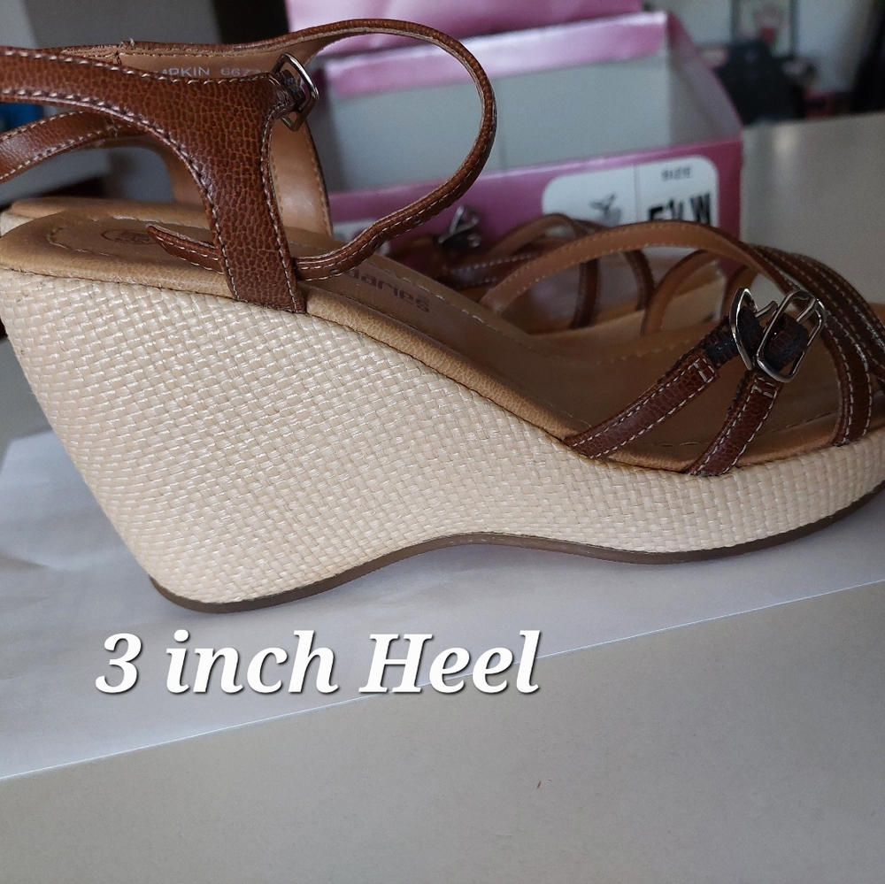 Brown Strap Wedge  platform heels
